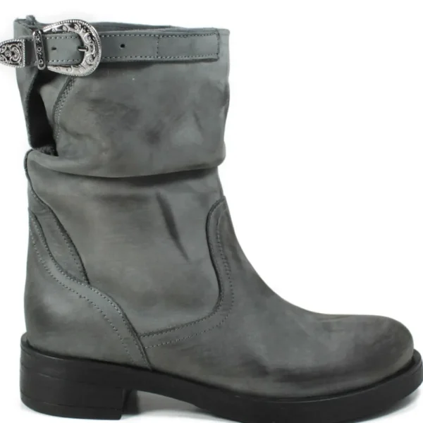 Bikers Invernali | Stivali Invernali | In Time Stivaletti Biker Boots Bassi "NOA/B" - Nabuk Grigio