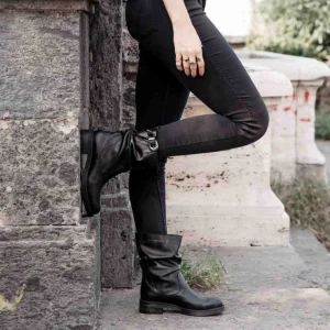 Stivali Invernali | Bikers Invernali | In Time Stivaletti Biker Boots Bassi "NOA/B" - Pelle Nero