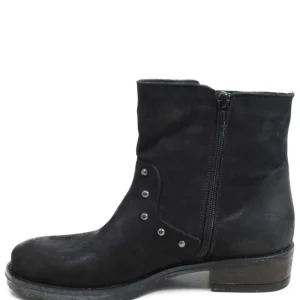 Stivali Invernali | Bikers Invernali | Made in Italy Stivaletti Biker Boots Bassi con Borchie "978" - Nabuk Nero