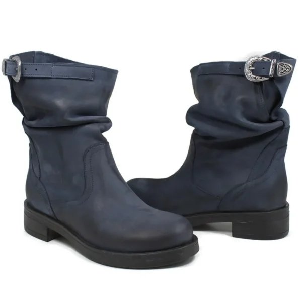Stivali Invernali | Bikers Invernali | In Time Stivaletti Biker Boots Bassi "NOA/B" - Nabuk Blu