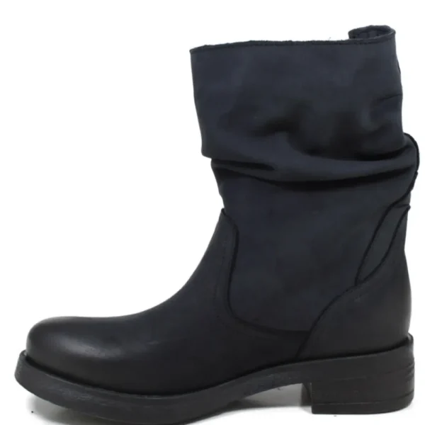 Stivali Invernali | Bikers Invernali | In Time Stivaletti Biker Boots Bassi "NOA/B" - Nabuk Notte Blu