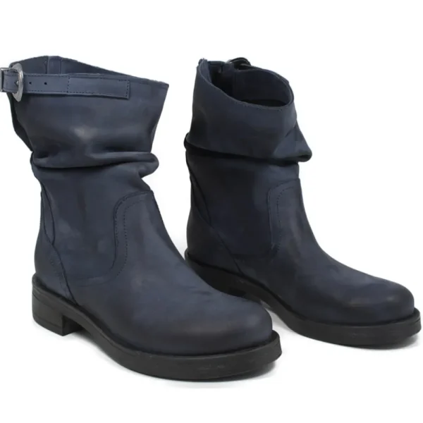 Stivali Invernali | Bikers Invernali | In Time Stivaletti Biker Boots Bassi "NOA/B" - Nabuk Blu