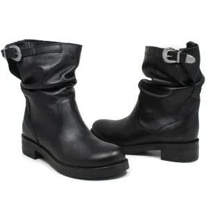 Stivali Invernali | Bikers Invernali | In Time Stivaletti Biker Boots Bassi "NOA/B" - Pelle Nero