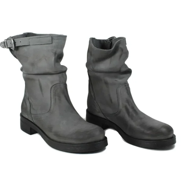 Bikers Invernali | Stivali Invernali | In Time Stivaletti Biker Boots Bassi "NOA/B" - Nabuk Grigio