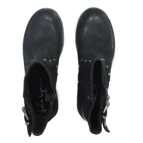 Stivali Invernali | Bikers Invernali | Made in Italy Stivaletti Biker Boots Bassi con Borchie "978" - Nabuk Nero