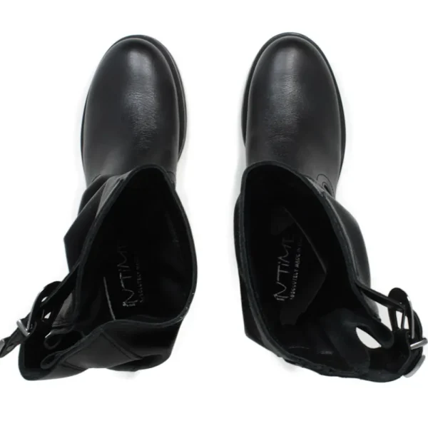 Stivali Invernali | Bikers Invernali | In Time Stivaletti Biker Boots Bassi "NOA/B" - Pelle Nero
