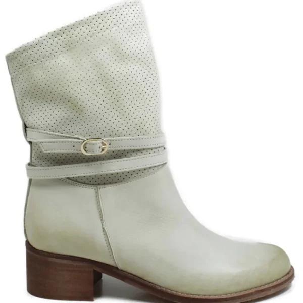 Stivali Estivi | Bikers Estivi | Personal Stivaletti Biker Traforati con Cinturino "CORINNE" - Taupe