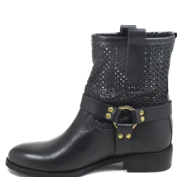 Stivali Estivi | Bikers Estivi | Personal Stivaletti Biker Traforati con Cavigliera "Clode" - Nero