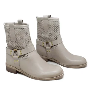 Stivali Estivi | Bikers Estivi | Personal Stivaletti Biker Traforati con Cavigliera "Clode" - Taupe
