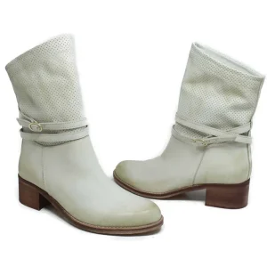 Stivali Estivi | Bikers Estivi | Personal Stivaletti Biker Traforati con Cinturino "CORINNE" - Taupe