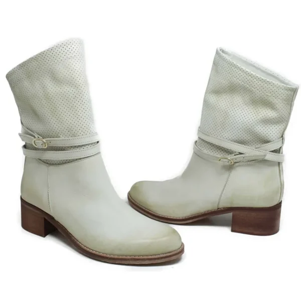 Stivali Estivi | Bikers Estivi | Personal Stivaletti Biker Traforati con Cinturino "CORINNE" - Taupe