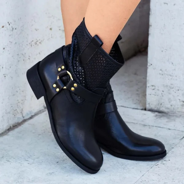 Stivali Estivi | Bikers Estivi | Personal Stivaletti Biker Traforati con Cavigliera "Clode" - Nero