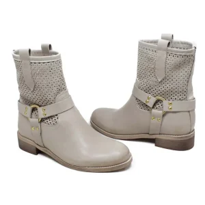 Stivali Estivi | Bikers Estivi | Personal Stivaletti Biker Traforati con Cavigliera "Clode" - Taupe