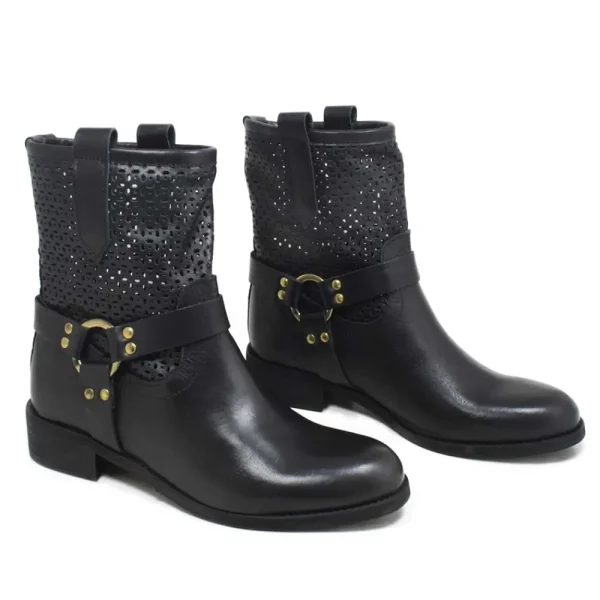 Stivali Estivi | Bikers Estivi | Personal Stivaletti Biker Traforati con Cavigliera "Clode" - Nero