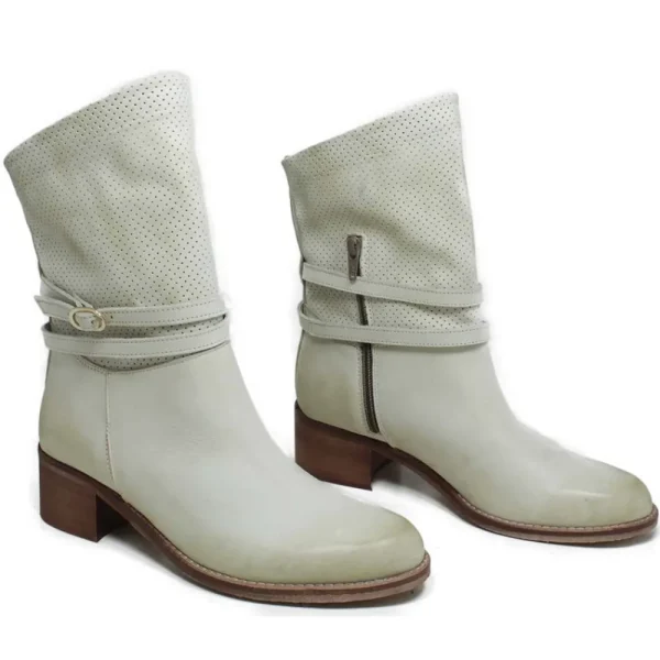 Stivali Estivi | Bikers Estivi | Personal Stivaletti Biker Traforati con Cinturino "CORINNE" - Taupe