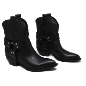 Stivali Con Tacco | Stivali Texani | Personal Stivaletti Camperos Texanini con Cavigliera "GLEN" - Pelle Nero