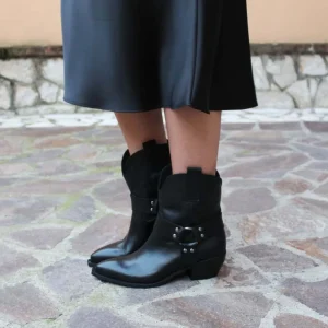 Stivali Con Tacco | Stivali Texani | Personal Stivaletti Camperos Texanini con Cavigliera "GLEN" - Pelle Nero