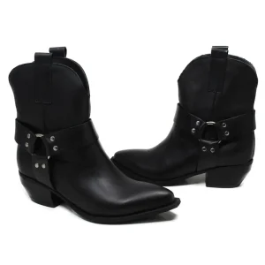 Stivali Con Tacco | Stivali Texani | Personal Stivaletti Camperos Texanini con Cavigliera "GLEN" - Pelle Nero