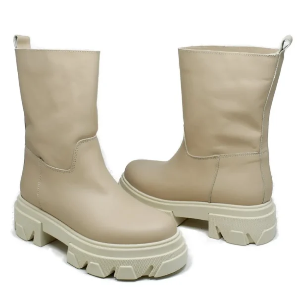 Anfibi | Stivali Estivi | Personal Stivaletti Combat Boots Platform "LOW SNAP" - Pelle Crema