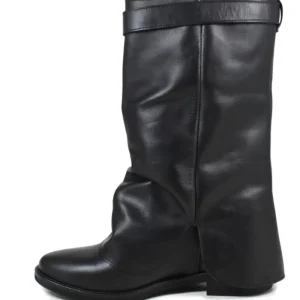 Stivali E Scarpe Con Zeppa | Stivali Invernali | Personal Stivaletti con zeppa interna e bavero risvolto "OLGA" - Pelle Nero