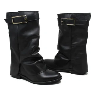 Stivali E Scarpe Con Zeppa | Stivali Invernali | Personal Stivaletti con zeppa interna e bavero risvolto "OLGA" - Pelle Nero