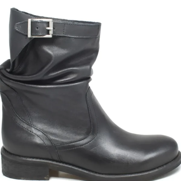 Stivali Estivi | Bikers Estivi | In Time Stivaletti Estivi Biker Boots "Soul/B" - Pelle Nero