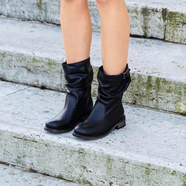 Stivali Estivi | Bikers Estivi | In Time Stivaletti Estivi Biker Boots "Soul/B" - Pelle Nero