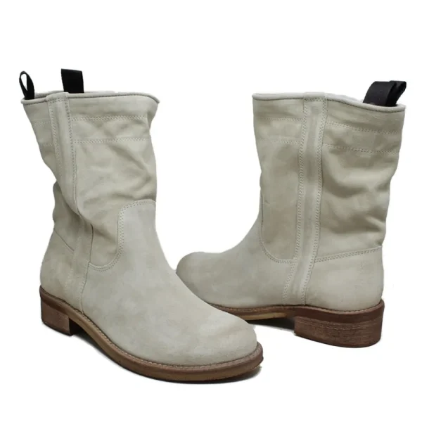 Stivali Estivi | Bikers Estivi | In Time Stivaletti Scamosciati "303B" - Beige