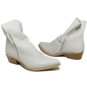 Stivali Estivi | Stivali Texani | Personal Stivaletti Texani Morbidi Arricciati con Borchiette "CHERI" - Lavato Beige