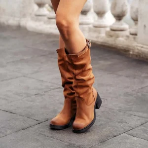 Stivali Con Tacco | Stivali Invernali | In Time Stivali Alti  Biker Boots con Tacco "58/A" - Cuoio