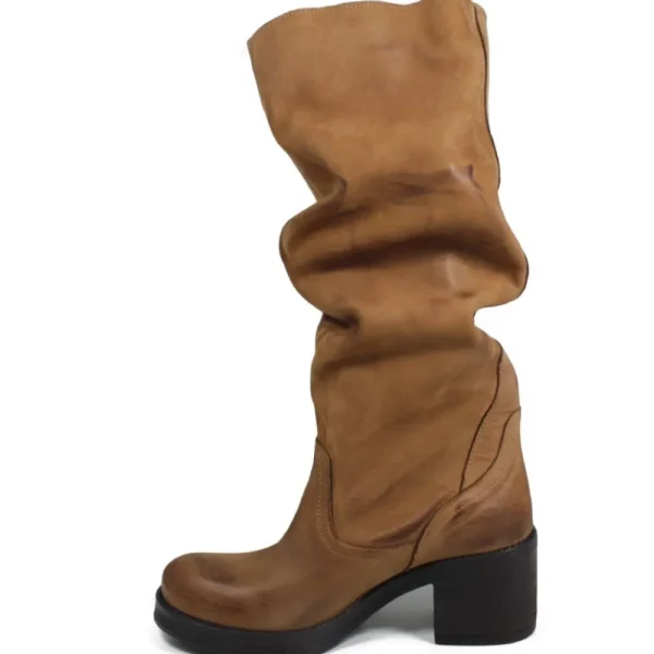 Stivali Con Tacco | Stivali Invernali | In Time Stivali Alti  Biker Boots con Tacco "58/A" - Cuoio
