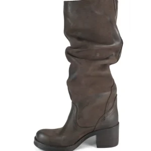 Stivali Con Tacco | Stivali Invernali | In Time Stivali Alti Biker Boots con Tacco "58/A" - Nabuk Testa di Moro TestadiMoro