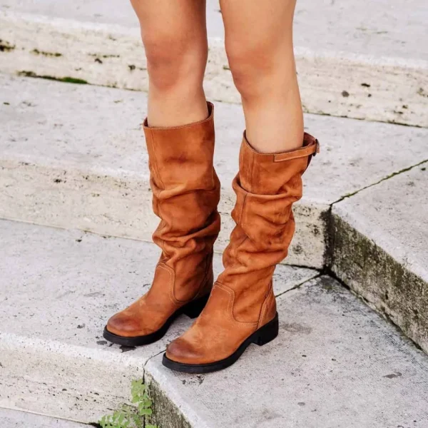 Stivali Invernali | Bikers Invernali | In Time Stivali Alti Biker Boots "NOA/A" - Nabuk Cuoio