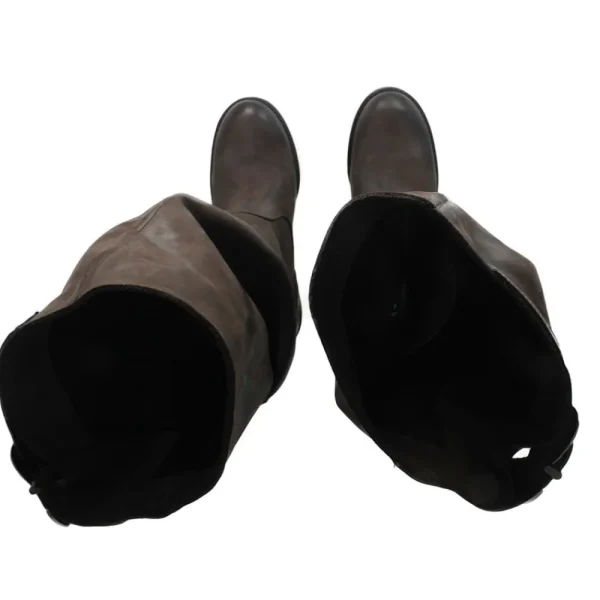 Stivali Con Tacco | Stivali Invernali | In Time Stivali Alti Biker Boots con Tacco "58/A" - Nabuk Testa di Moro TestadiMoro