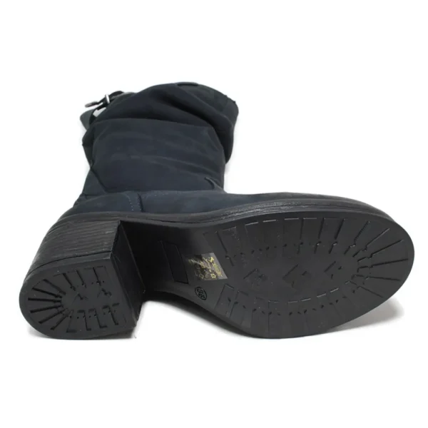 Stivali Con Tacco | Bikers Invernali | In Time Stivali Alti Biker Boots con Tacco "58/A" - Nabuk Notte Blu