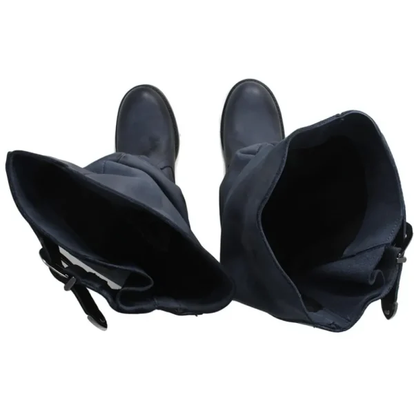 Stivali Con Tacco | Stivali Invernali | In Time Stivali Alti Biker Boots con Tacco "58/A" - Nabuk Blu