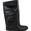 Stivali E Scarpe Con Zeppa | Stivali Invernali | Personal Stivali alti con zeppa interna bavero risvolto e tasche tattiche "LARA" - Pelle Nero