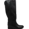 Stivali E Scarpe Con Zeppa | Stivali Invernali | Personal Stivali alti con zeppa interna e borchie piramidali "V14" - Pelle Nero