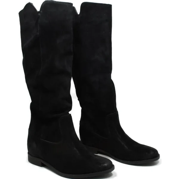 Stivali Estivi | Stivali E Scarpe Con Zeppa | Personal Stivali Alti con Zeppa Interna "Aida" - Camoscio Nero