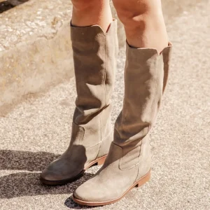 Stivali Estivi | Stivali E Scarpe Con Zeppa | Personal Stivali Alti con Zeppa Interna "Aida" - Camoscio Taupe