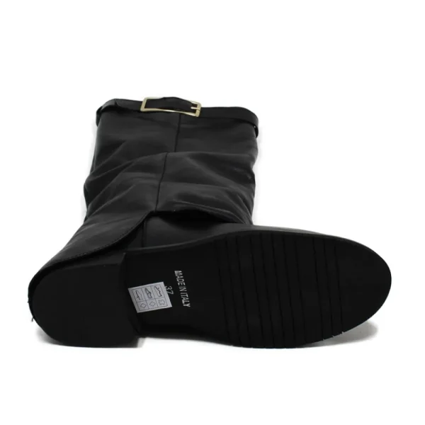 Stivali E Scarpe Con Zeppa | Stivali Invernali | Personal Stivali alti con zeppa interna e bavero risvolto "ALENA" - Pelle Nero