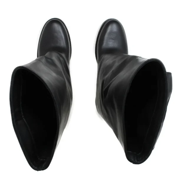 Stivali E Scarpe Con Zeppa | Stivali Invernali | Personal Stivali alti con zeppa interna bavero risvolto e tasche tattiche "LARA" - Pelle Nero