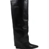 Stivali E Scarpe Con Zeppa | Stivali Invernali | Personal Stivali Alti su Zeppa Alta Punta Fina e Bavero Risvolto "LIF" - Pelle Nero