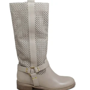 Stivali Estivi | Bikers Estivi | Personal Stivali Biker Alti Traforati con Cavigliera "Ely" - Taupe