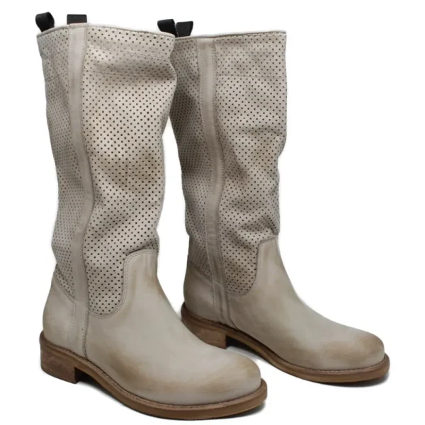 Stivali Estivi | Bikers Estivi | In Time Stivali Biker Alti Traforati "Flair" - Taupe