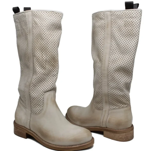 Stivali Estivi | Bikers Estivi | In Time Stivali Biker Alti Traforati "Flair" - Taupe