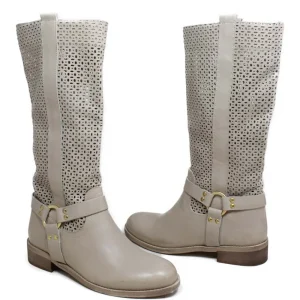 Stivali Estivi | Bikers Estivi | Personal Stivali Biker Alti Traforati con Cavigliera "Ely" - Taupe