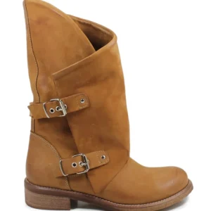 Stivali Estivi | Bikers Estivi | In Time Stivali Biker Boots Asimmetrici Estivi "MT/A" - Cuoio