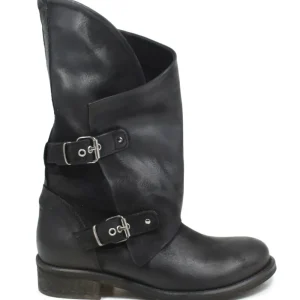 Stivali Estivi | Bikers Estivi | In Time Stivali Biker Boots Asimmetrici Estivi "MT/A" - Nabuk Nero