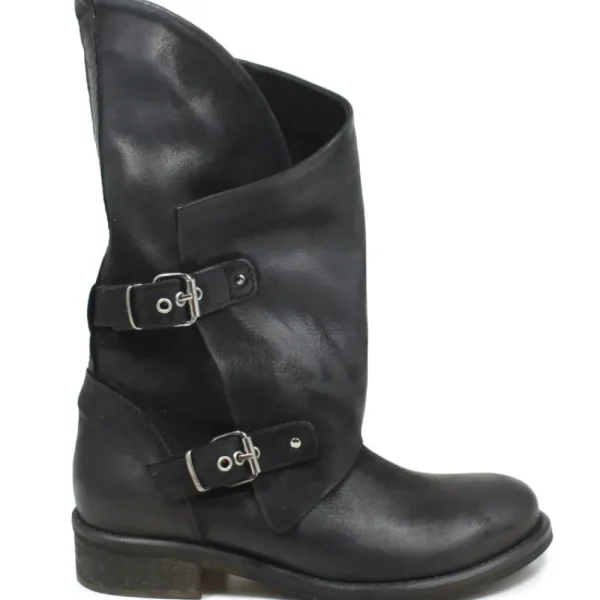 Stivali Estivi | Bikers Estivi | In Time Stivali Biker Boots Asimmetrici Estivi "MT/A" - Nabuk Nero